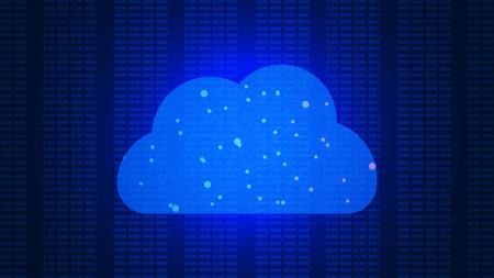 Cloud computing technology or online storage concept. Global data information exchange, server or...