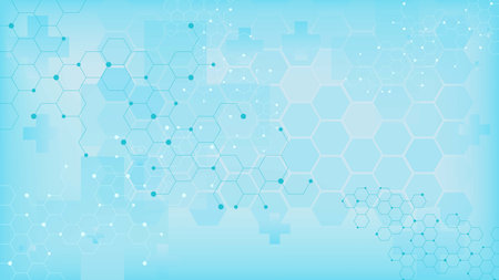 Health care and medical innovation background. Abstract hexagonal shapes for medicine, chemistry and science concept design. Vector illustration.のイラスト素材