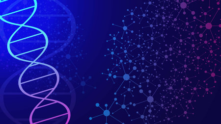 Molecular structure with DNA strand for medical, chemistry and science concept background. Vector illustration.のイラスト素材