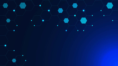 Hexagonal lines and shapes with particles for medical, chemistry, science and technology background design. Vector illustration.のイラスト素材