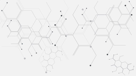 Abstract hexagonal background design. Medical, chemistry, molecules, science and technology. Vector illustration.のイラスト素材