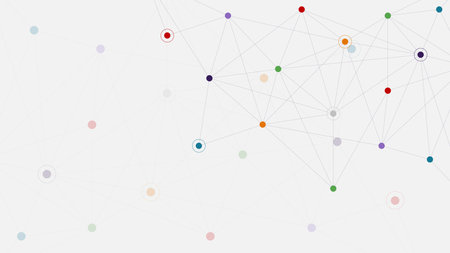 Science and technology concept with polygonal background and connecting dots lines. Digital communication technology and global network connection. Vector illustration.のイラスト素材
