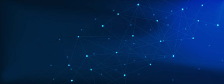Abstract futuristic network with connected dots and lines. Molecular structure DNA or neuron...