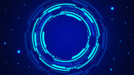 Futuristic glowing HUD background for technology. Big data visualization and virtual reality technology screen. Vector illustration.のイラスト素材