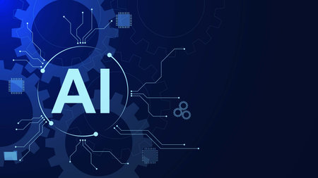 Artificial intelligence with electronic board technology background. Machine learning concept design. Vector illustration.のイラスト素材