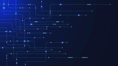 Abstract lines and dots connect simple futuristic technology background. Digital communication, big data visualization and network connection concept design. Vector illustration.のイラスト素材