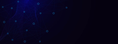 Abstract connecting lines and circle lines. Big data visualization, social networking and digital communication technology concept background. Vector illustration.のイラスト素材