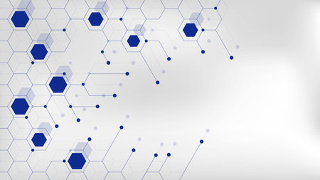 Digital technology concept with modern geometric hexagonal shapes background. Network connection,...