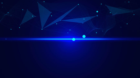 Big data technology, network connection and global communication concept. Abstract digital data technology on dark blue background. Vector illustration.のイラスト素材