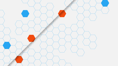 Abstract technology background with hexagon pattern and shadow. Minimal geometric design concept....