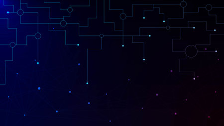 Abstract network connection technology with connected dots and lines. Big data visualization. Data transfer and global communication concept background. Vector illustration.のイラスト素材