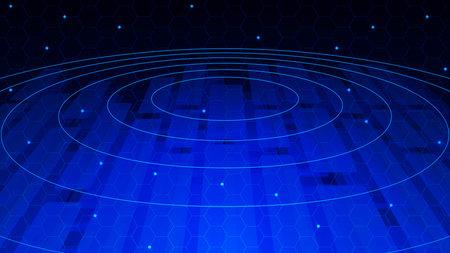 Abstract digital technology and cyber information with circle connection. Global communication and...