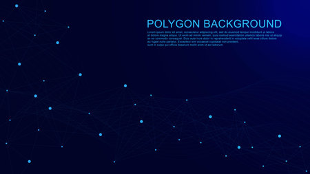 Abstract polygon background with connecting the dots lines and wave flow for digital transformation and global network connection concept. Vector illustration.のイラスト素材