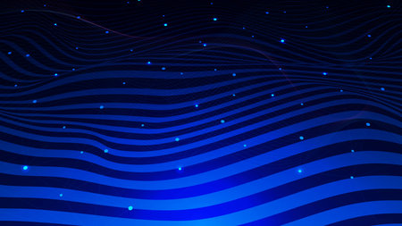 Abstract waving lines with connecting the dots lines. Big data visualization. Network connection,...