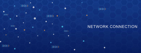 Abstract network connection concept with connecting dots and lines. Global communication technology...