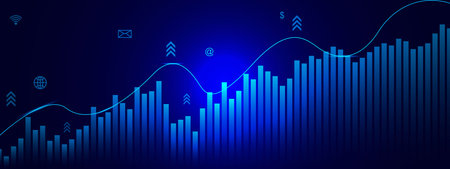 Business and financial growth concept. Forex trading, stock market with candle stick for financial investment background. Vector illustration.のイラスト素材