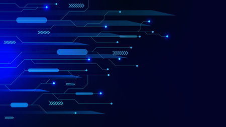 Futuristic circuit board for high computer technology. Digital networking and social communication concept background. Vector illustration.のイラスト素材