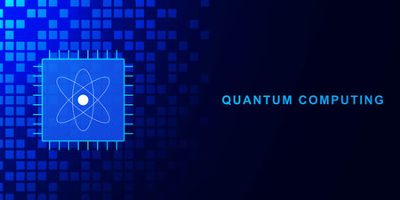 Quantum computing concept with microchip processor. Large data processing and database. Central...