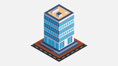 Skyscraper office. business center building in isometric style isolated on white background. Vector...
