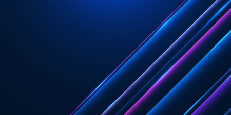 Abstract blue and pink stripe lines light on dark blue background. Blue pink speed light effect for futuristic design concept. Vector illustrationのイラスト素材