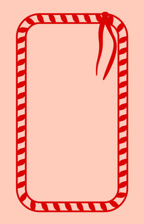 Red Christmas frame with ribbon. Design for greeting card, invitation, poster and packaging print. Vector illustrationのイラスト素材