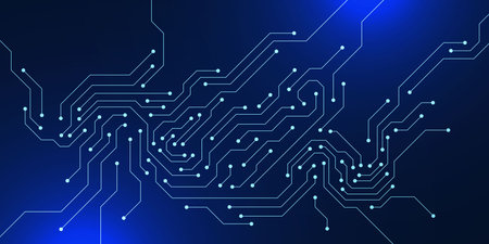 Futuristic circuit board, motherboard and electrical line design for global communication and computer element concept background. Vector illustrationのイラスト素材