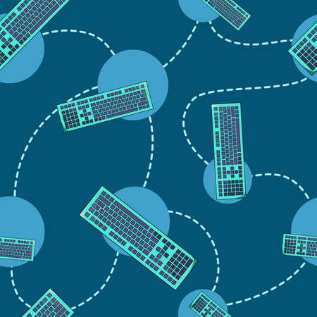 Seamless Pattern Working on Office Keyboardのイラスト素材