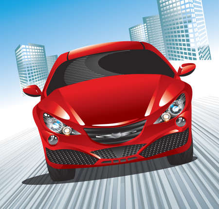 city   car rides on the roadのイラスト素材