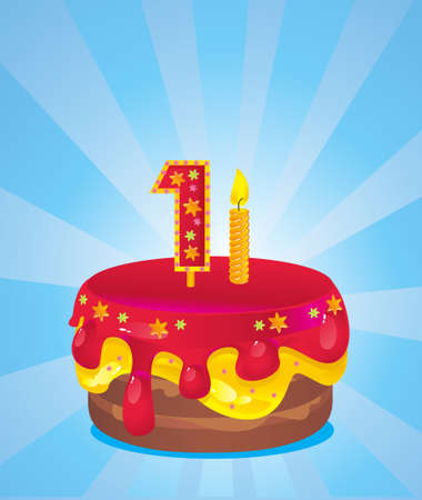 colorful birthday iced cake with candlesのイラスト素材