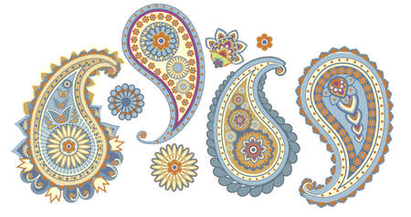 traditional Asian elements Paisley on a white backgroundのイラスト素材