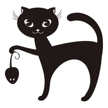 cartoon illustration of a black catのイラスト素材