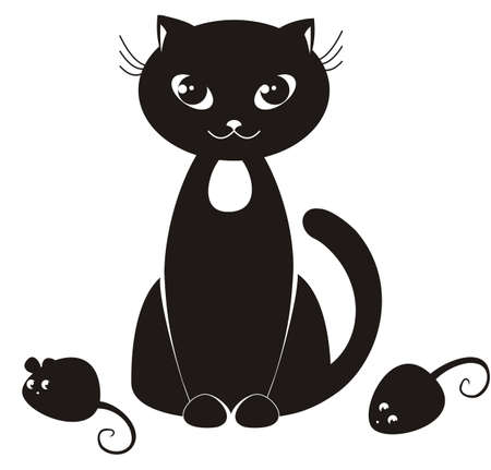 cartoon illustration of a black catのイラスト素材