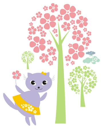 children's illustration with a funny catのイラスト素材