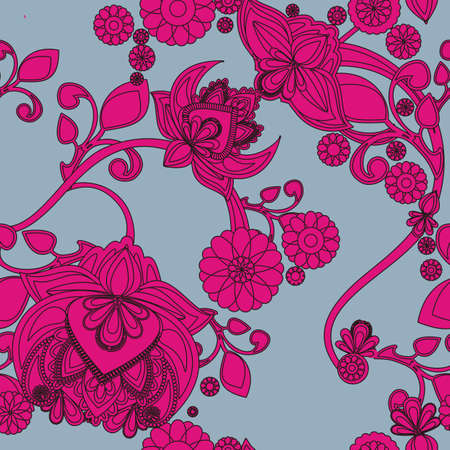 Seamless background with vintage floral patternのイラスト素材