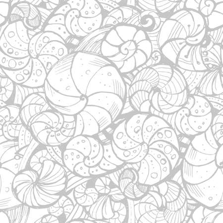 Hand-drawing Seamless pattern of seashells.のイラスト素材