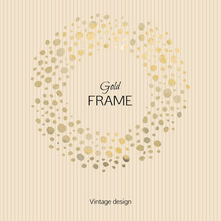 The picturesque frame on textural background in gold tones. Template for design postcards, posters and booklets.のイラスト素材