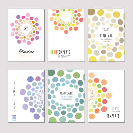 A set of template for card, notebook, album, brochure, booklet, poster, banner. Abstract circle pattern pastel tones on a light background.のイラスト素材