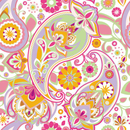 Seamless pattern based on traditional Asian elements Paisley. Delicate pink tone.のイラスト素材