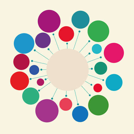 Abstract geometric figure - a circle with rays. Design element or infographics. The harmonious color combination.のイラスト素材