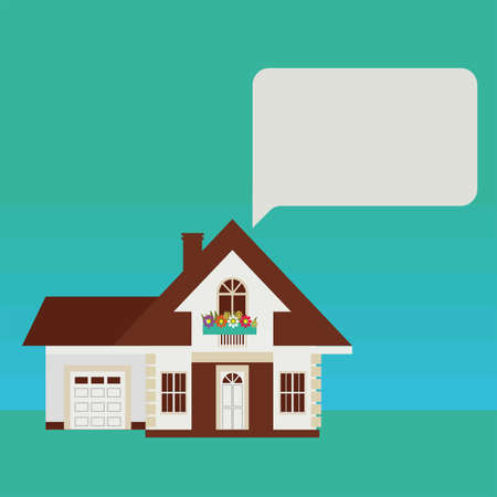 Country house in a European style. Composition with frame for information.のイラスト素材