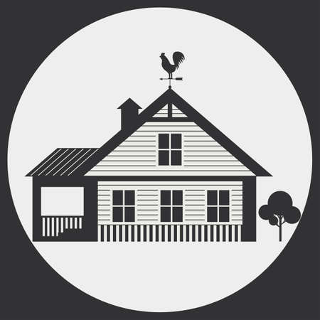 Garden house with weather vane on the roof. Country Living.のイラスト素材