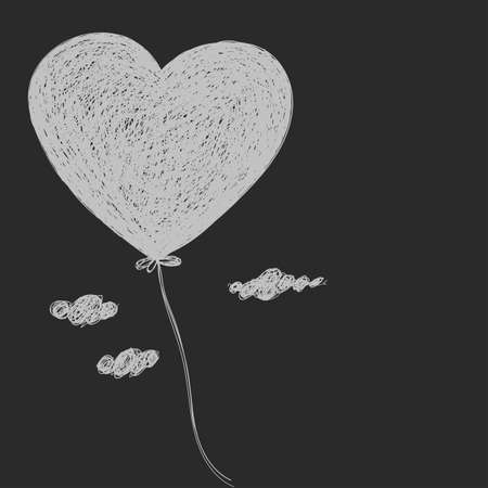 Balloon - heart. Hand drawing.のイラスト素材