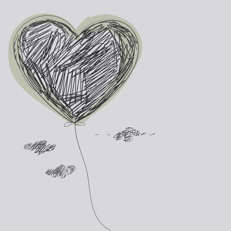 Balloon - heart. Hand drawing.のイラスト素材