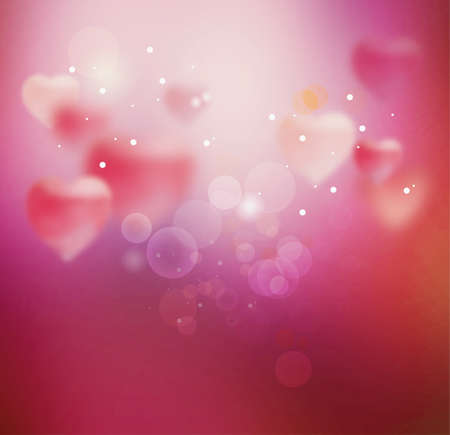 Background with hearts for Valentine's Day. Template for greeting card, declaration of love, congratulations on the wedding day. Pink. Blurred heart. Sparklingのイラスト素材