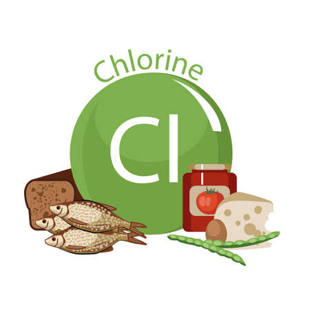 Food rich with chlorine. Healthy Food series.のイラスト素材