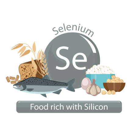 Products rich with selenium. Bases of healthy food. Composition from natural organic products and...