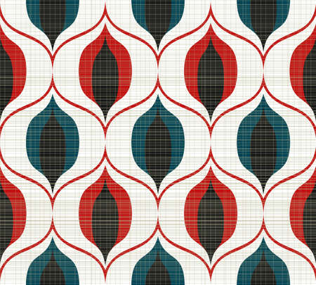 Seamless retro pattern in the style of the sixties. Art deco vintage wallpaper or fabric. Asian style patternのイラスト素材