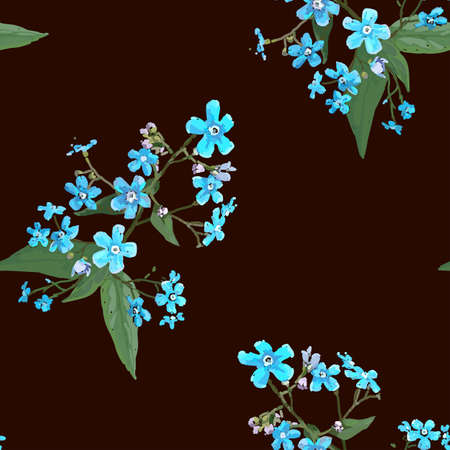Forget-me-nots. Seamless background with a flower patternのイラスト素材