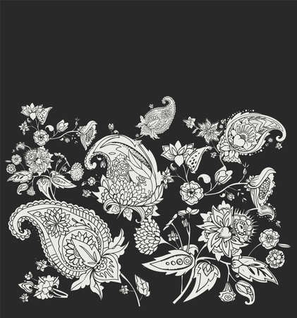 Paisley. A pattern based on the traditional oriental paisley pattern or Turkish cucumber. Fabric, wallpaper, backgroundのイラスト素材