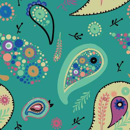 Paisley. Traditional Asian design in modern design. Seamless patternのイラスト素材